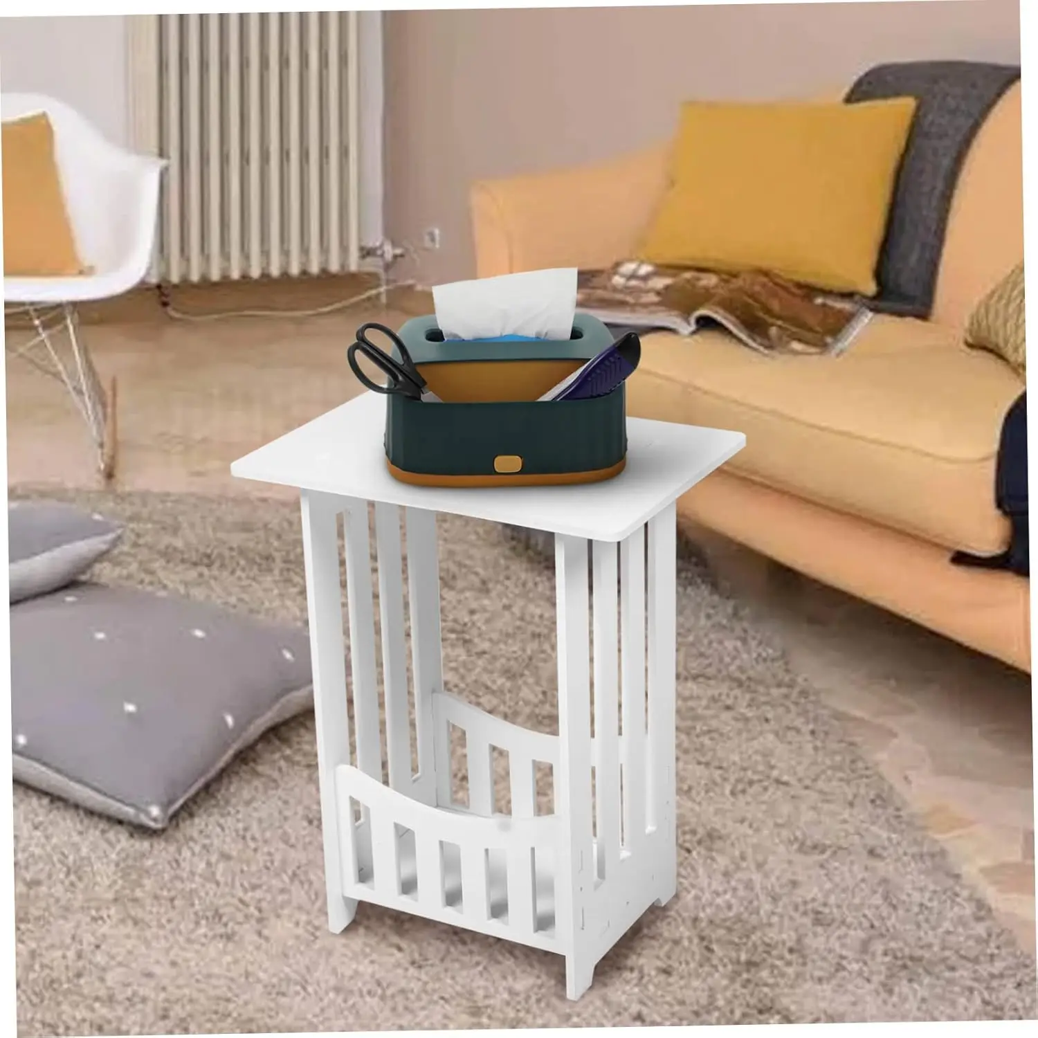 Small   Desk Side Table Slim Table Bedroom Side Table Night Stands for Bedrooms Accent Table  Bedside Table Decor Corner PVC Woo