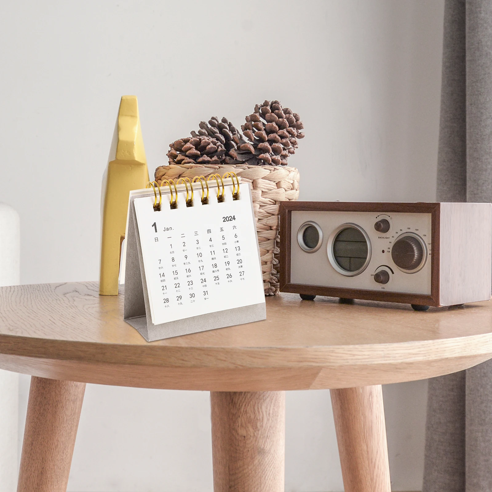 

Mini Desk Calendar 2024 Silver Grey Small Monthly Planner Home Office Portable Note Standing Calendars Student Daily Schedule
