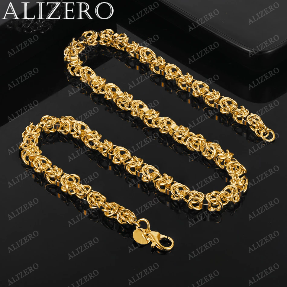 

ALIZERO 925 Sterling Silver 18K Gold Plated Many Round Circle Ring Chain Necklace For Women Men Fashion Accessories Jewelry