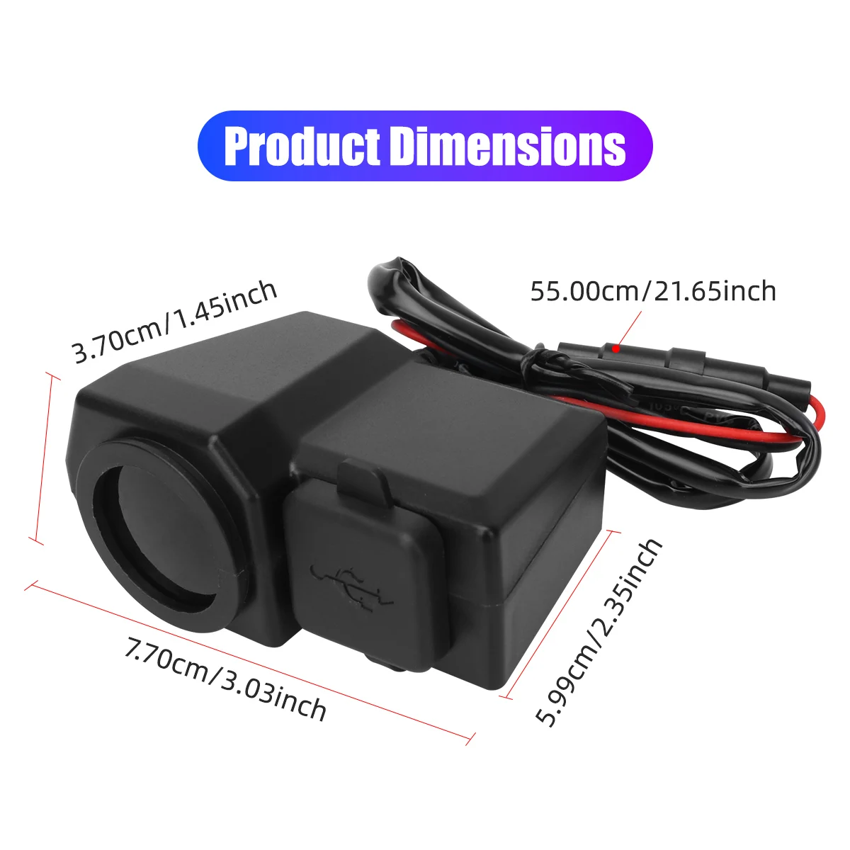 12V 24V Motorcycle USB Type-C Fast Charger Socket Handlebar & Rear Mirror With Digital Voltmeter Thermometer Multifunction