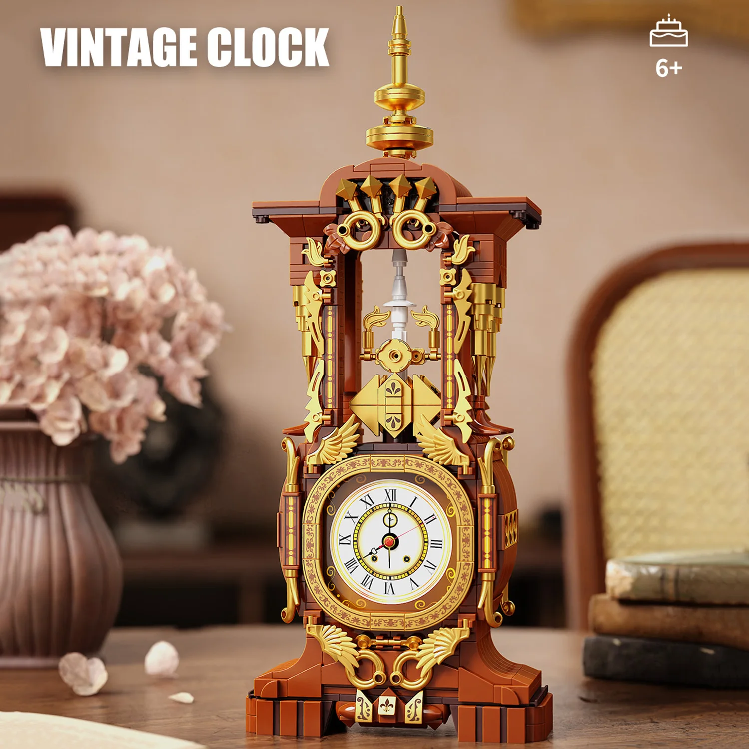 879PCS Orologio vintage Building Blocks Giocattoli Modello Orologio vintage assemblare Puzzle Mattoni Set di giocattoli per bambini Regali di ornamenti per il desktop