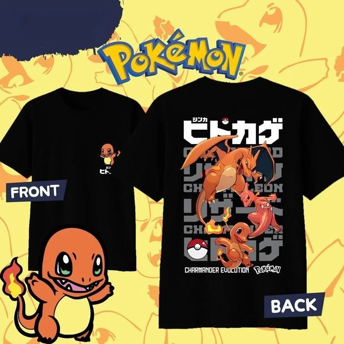Camiseta de Algodón con Diseño de Pokémon Charmander Evolution, Estilo Anime Manga, para Adultos y Niños, Estilo Y2K, Oferta de Verano 2026