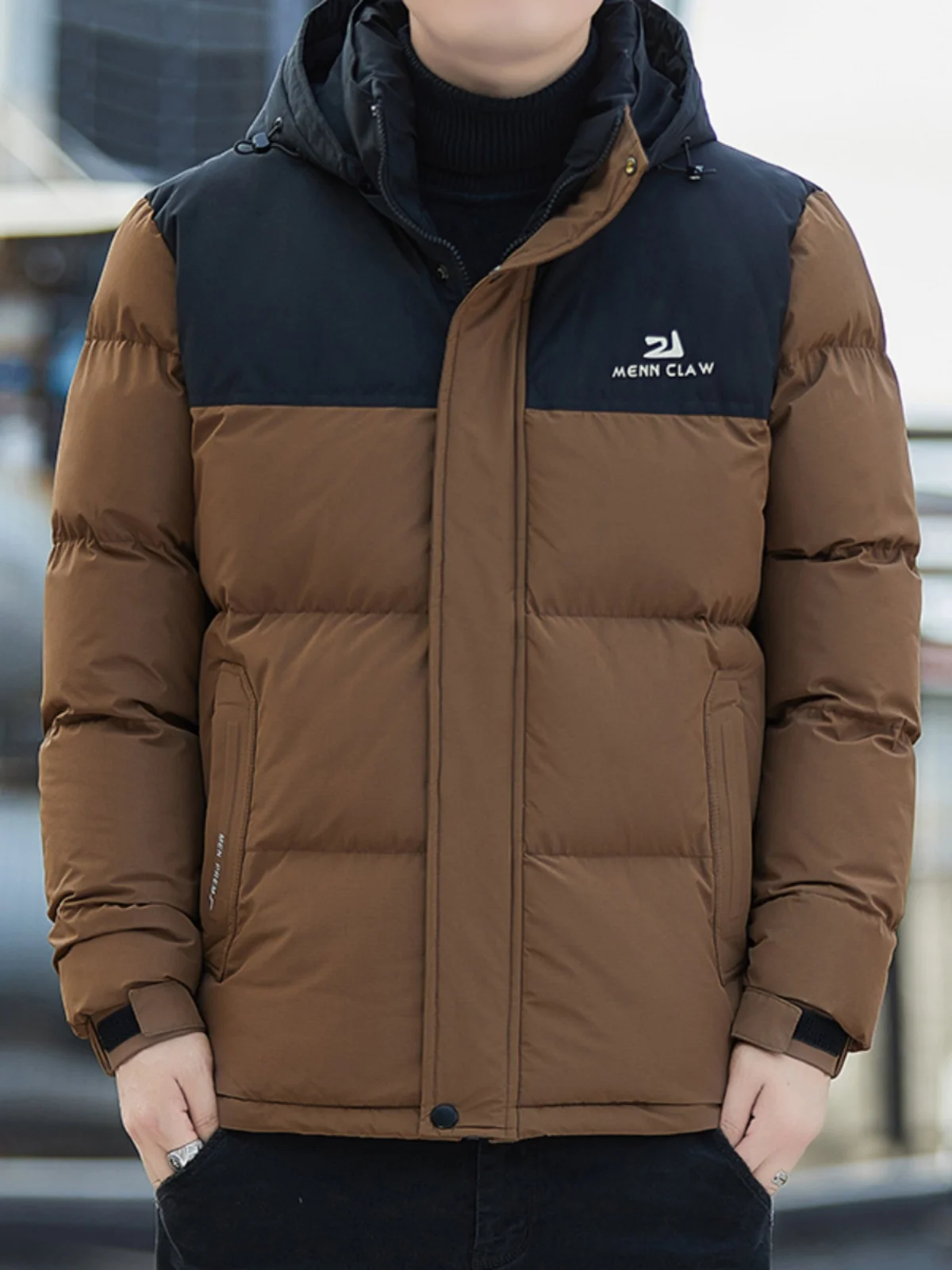 

Winter 2024 Men's aphene Jaet Hooded Thiened Cotton Insert Loose Fit Warm Faion Urban Sle Polyester Fiber Long S...