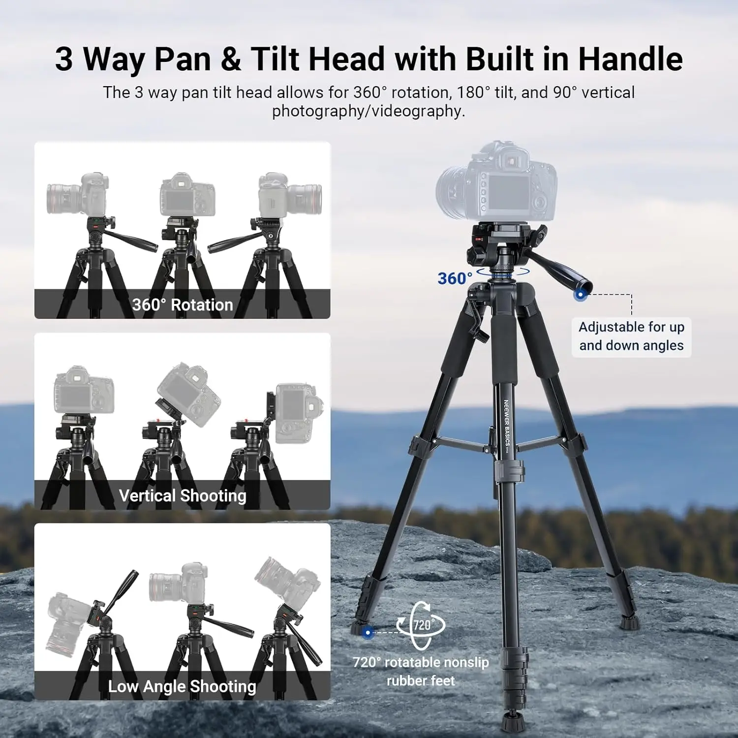 NEEWER 2-en-1 Alliage d'Aluminium Caméra Trépied Monopode 181 cm avec Vis 1/4 et 3/8 Tête Panoramique et Sac de Transport, Compatible avec Nikon Canon DSLR Caméscopes Vidéo Charge jusqu'à 26,5 LB NEEWER 2-en-1 Alliage d'Aluminium Caméra Trépied Monopode 181 cm avec Vis 1/4 et 3/8 Tête Panoramique et Sac de Transport, Compatible avec Nikon Canon DSLR Caméscopes Vidéo Charge jusqu'à 26,5 LB