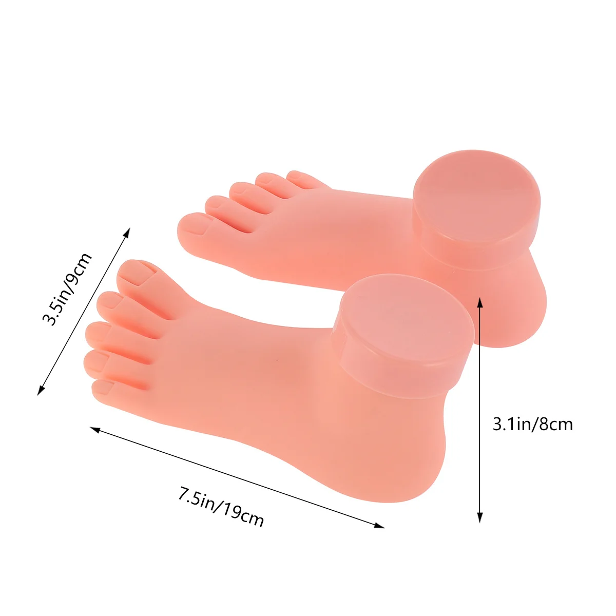 2Pcs Nail Art Foot Practice Right Left Durable Elasticity Manicure Training Tool for Sculptured Skill Improvement
