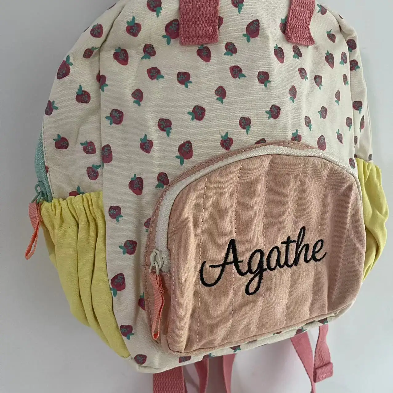 Personalized Embroidered Strawberry Kid Backpack Customized Children's Name Schoolbag Gift Baby Stroller Bag Back To School Gift