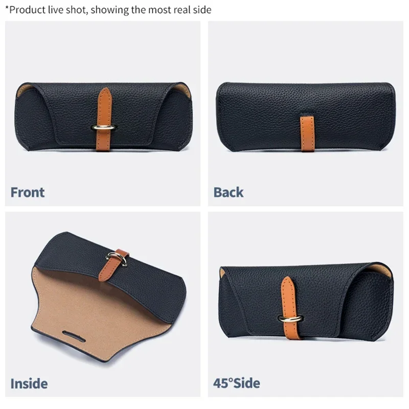 Luxury Brand Leather Glasses Case Holder Portable Slim Sunglasses Pouch Soft Eyeglasses Eyewear Sleeve for Women Men Lightweight