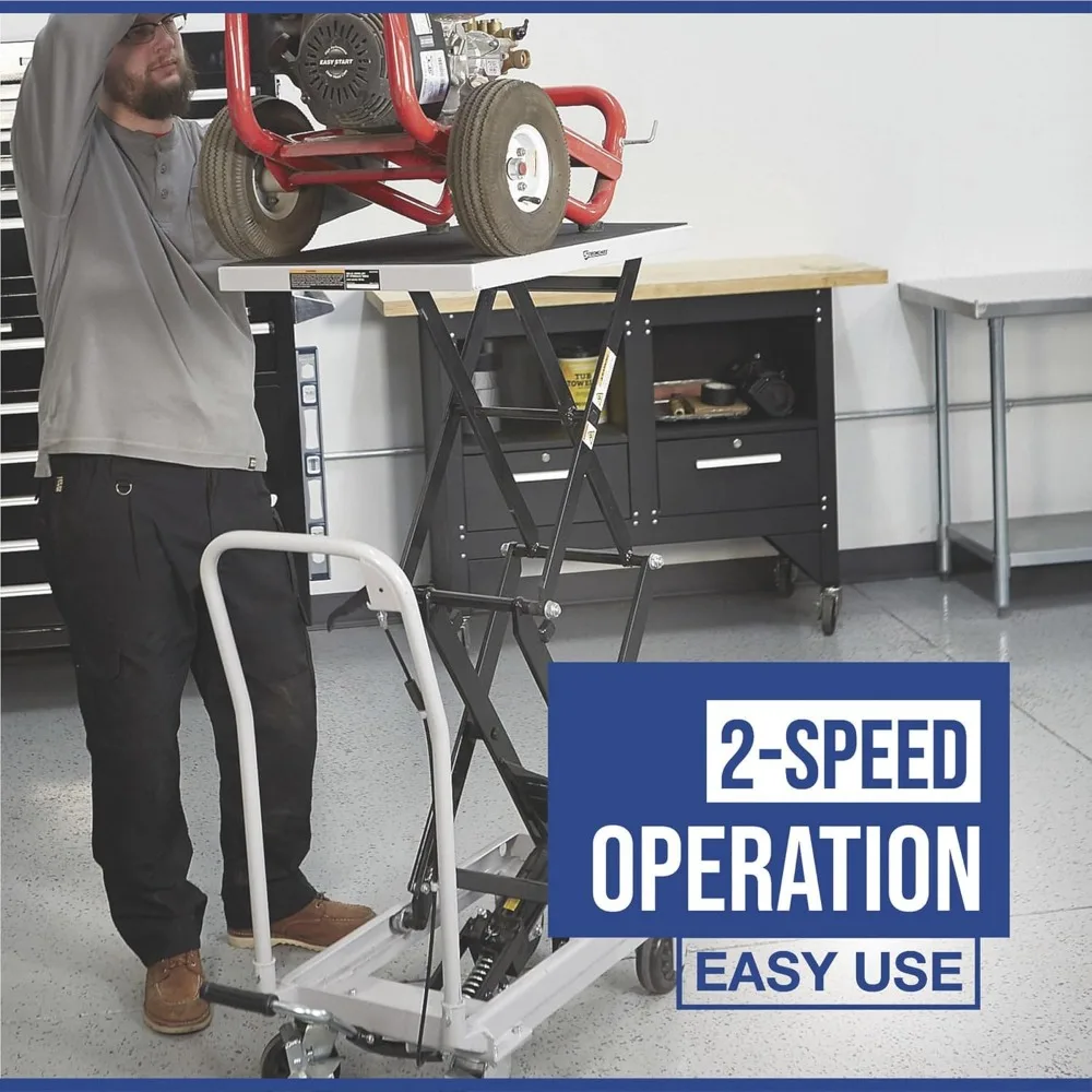 2-Speed Hydraulic Rapid XT Lift Table Cart - 500-Lb. Capacity, 50 3/4in. Lift Height