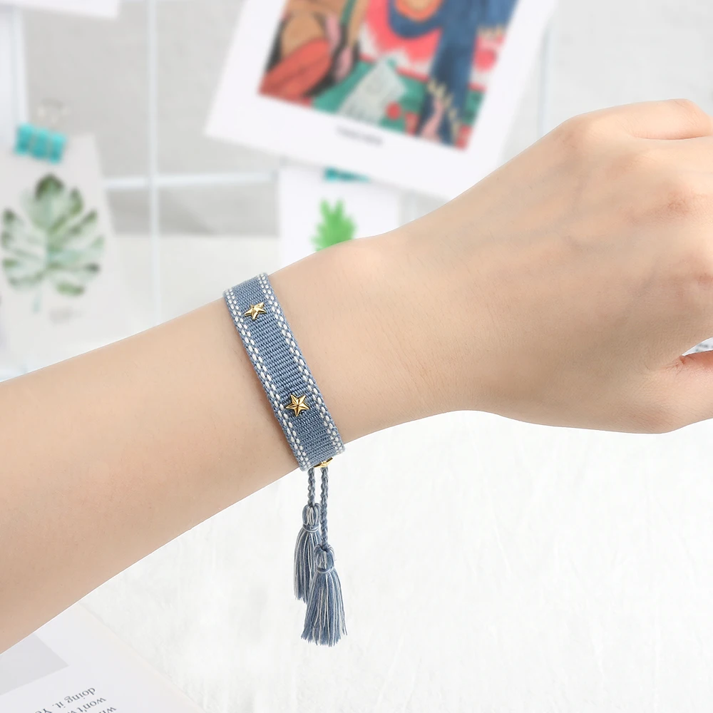 Woven Friendship Bracelet For Women With Tiny Stars Summer Stacking Jewelry Bracelets Sis Gifts