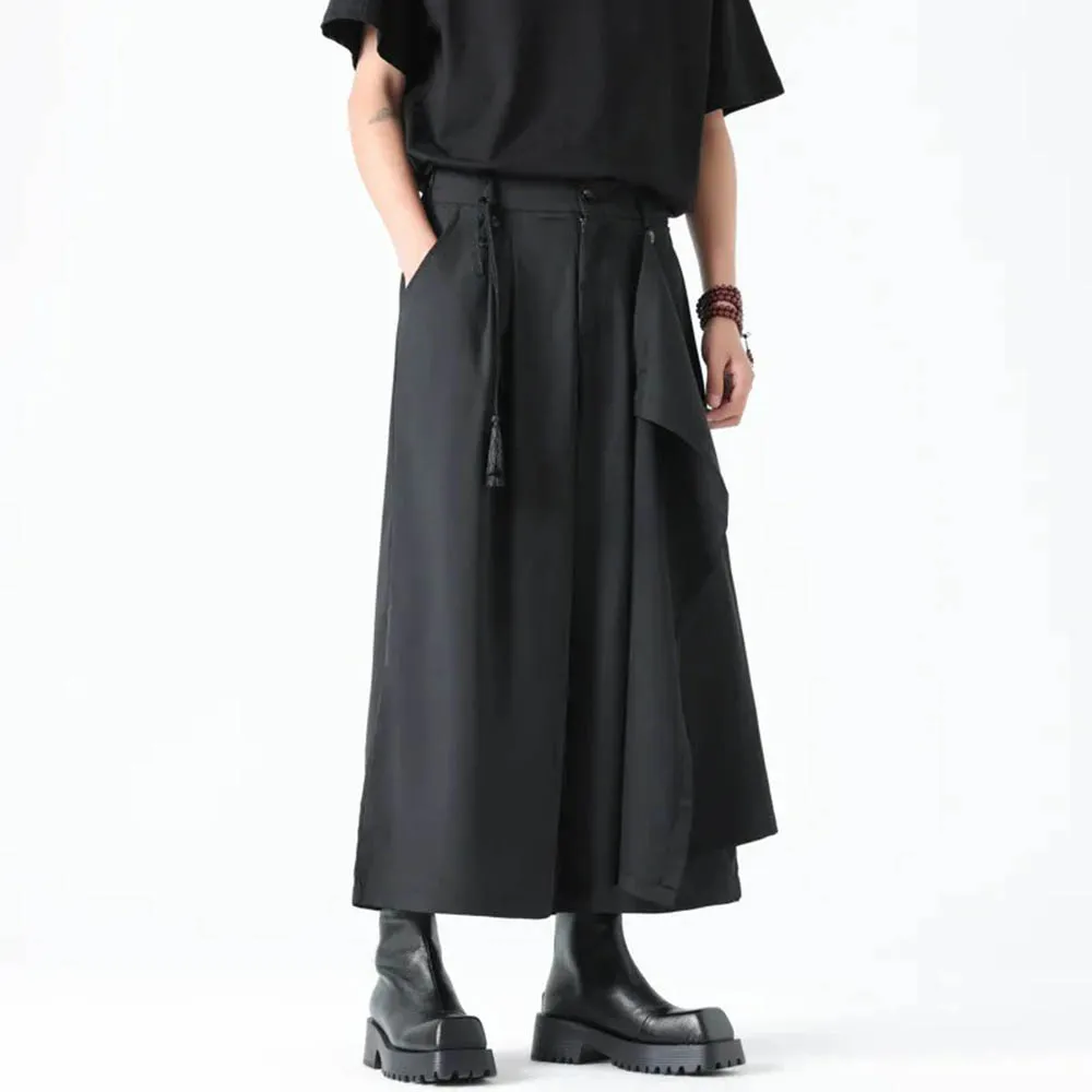 Xs-5xl Mens Spring Culottes Side Hem Dark Samurai Pants Streetwear Fashion Youth Gothic Outdoor Hakama Men'S Clothing 2025 New
