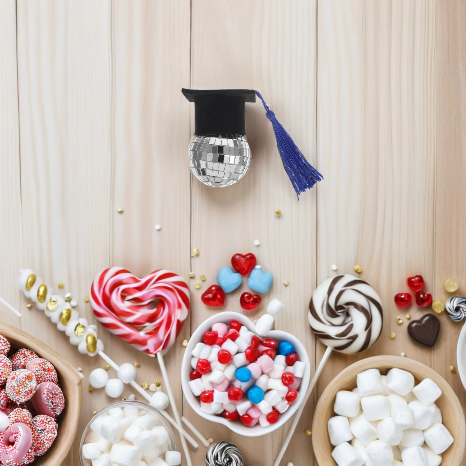 

6 Pcs Graduation Season Cake Decoration Topper Hat Decorations Mini Caps Doctor's Kit Campus