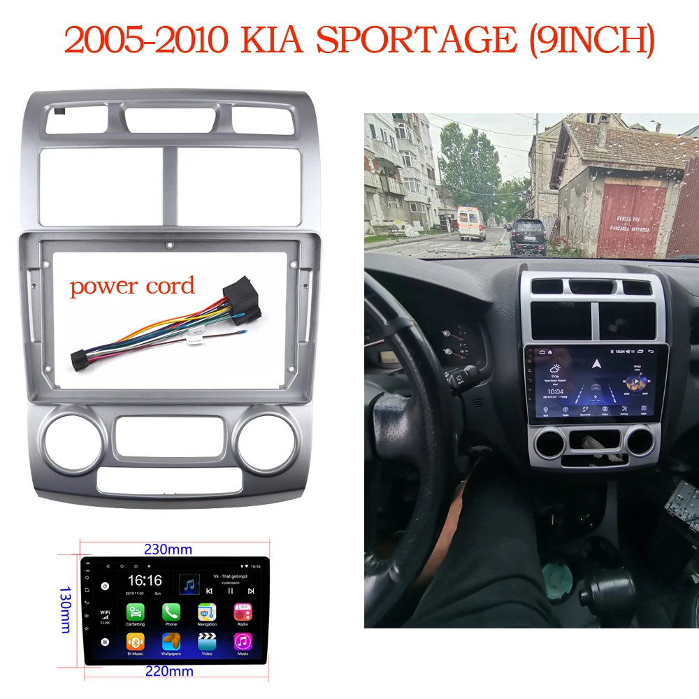 

9 INCH Dash Kit for KIA SPORTAGE 2005-2010 Car Radio Fascia Frame Android Player Adapter Cover Stereo Panel Bezel GPS Facia