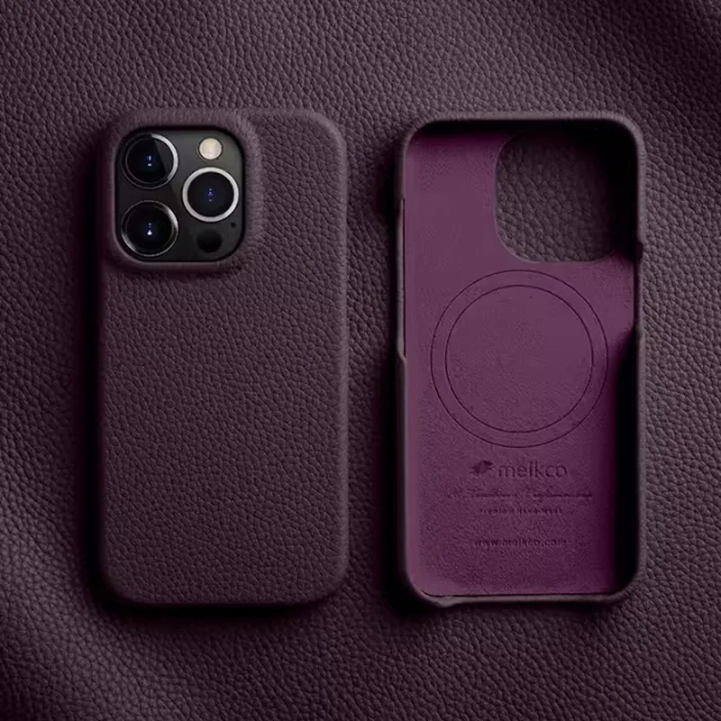 Melkco Genuine Leather Magnetic Case For iPhone 14 15 16 Pro Max 16 Plus Fundas Luxury Natural Top Layer Cowhide Cover With Box