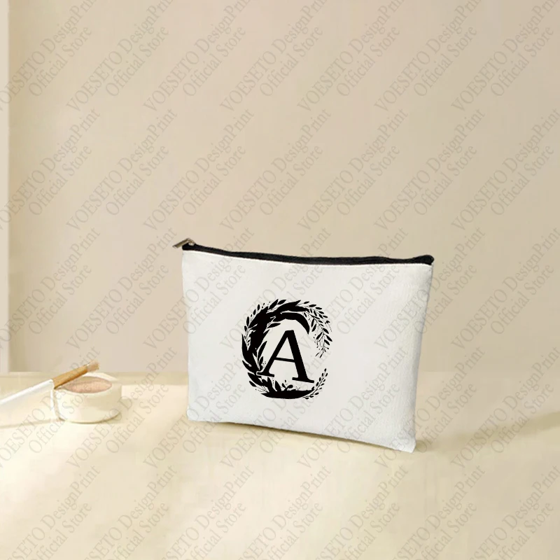 Bolsa de maquillaje con 26 letras del alfabeto, bolsa de almacenamiento de inodoro de viaje, organizador con cremallera para regalo de fiesta, bolsa de cosméticos para maquillaje, 1 unidad