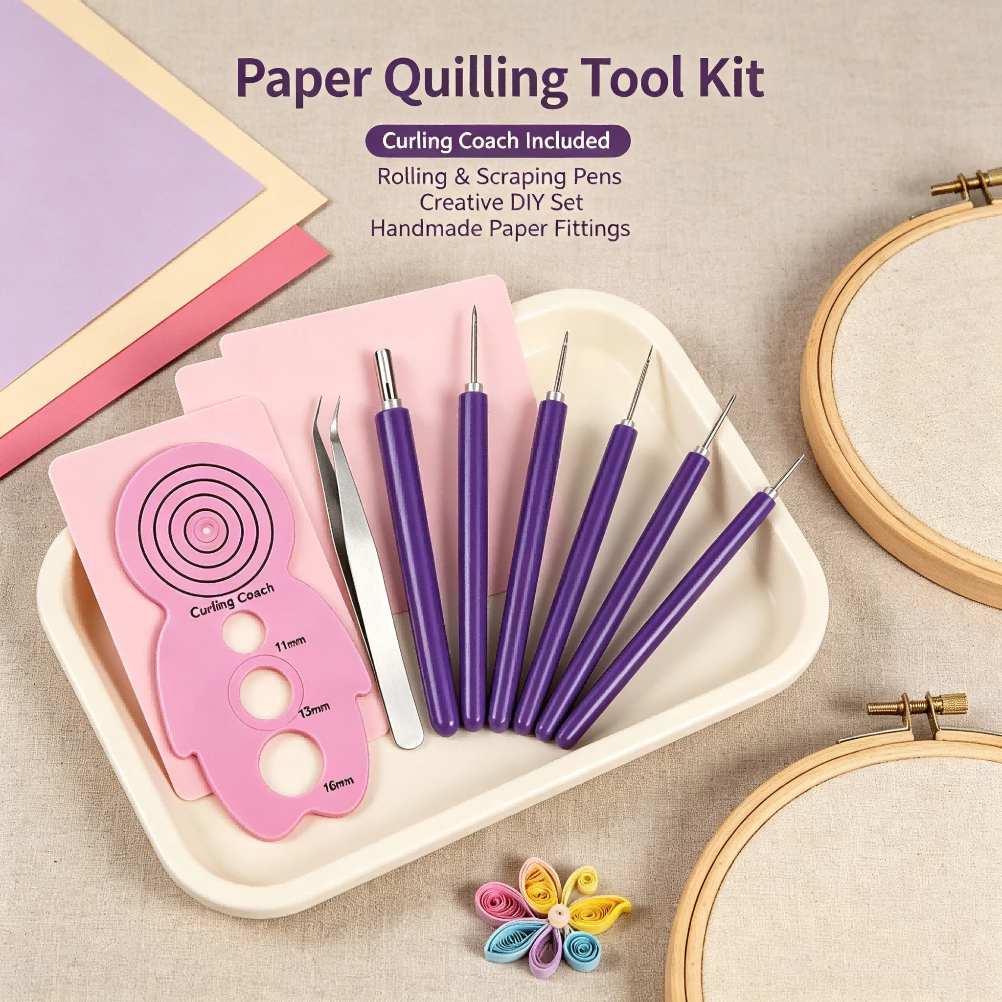 Quilling Paper Strips - مجموعة أدوات لف الورق اليدوي للمبتدئين