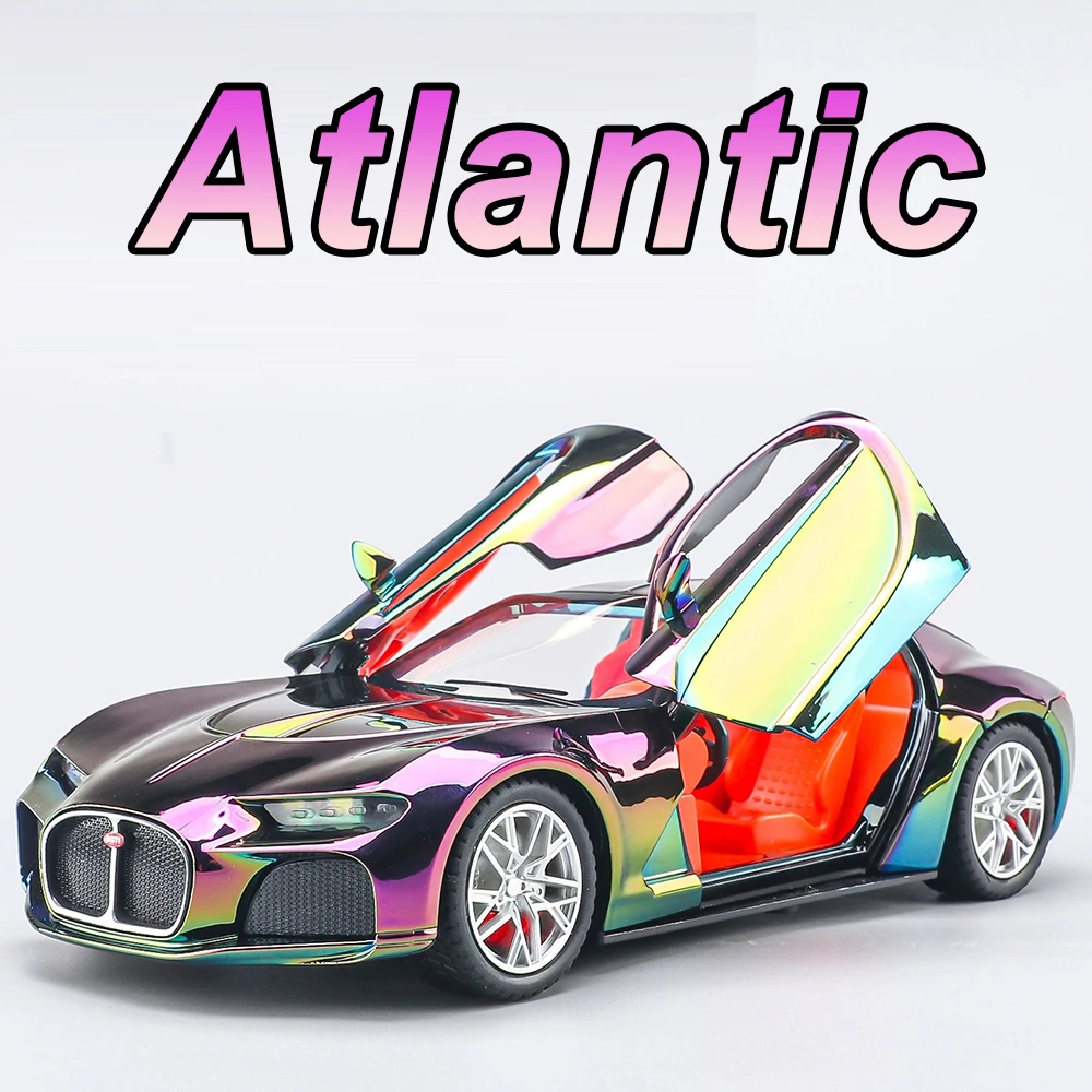 Jouets atlantiques moulés sous pression en alliage 1:24, modèles de voitures de sport, portes ouvertes, véhicule à tirer, lumière musicale, voiture Miniature, cadeaux de Festival pour enfants