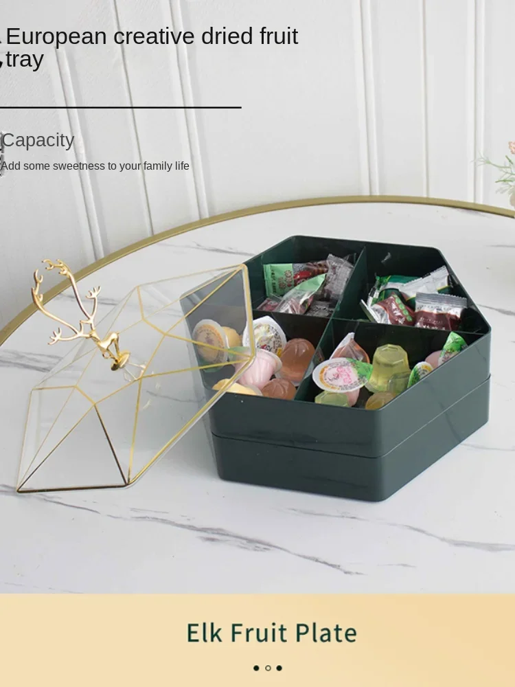 Affordable Luxury Style Fruit Plate Household Living Room Coffee Table Candy Box Dried Fruit Snack Melon Seeds Storage Tray