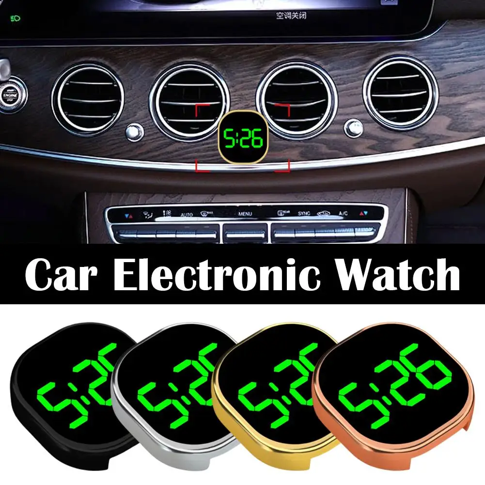 Mini Car Alloy Touch Control LED Digital Clock Self Adhesive Stick On Dashboard Electronic Watch Auto Decor Car Interior
