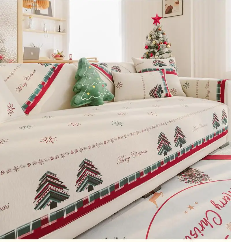 Weicher Chenille-Sofabezug für Weihnachten, verhindert Verrutschen, Ganzjahres-Sitzkissenbezug, Winter-Universal-Sofabezug, Heimdekoration – Detail 4