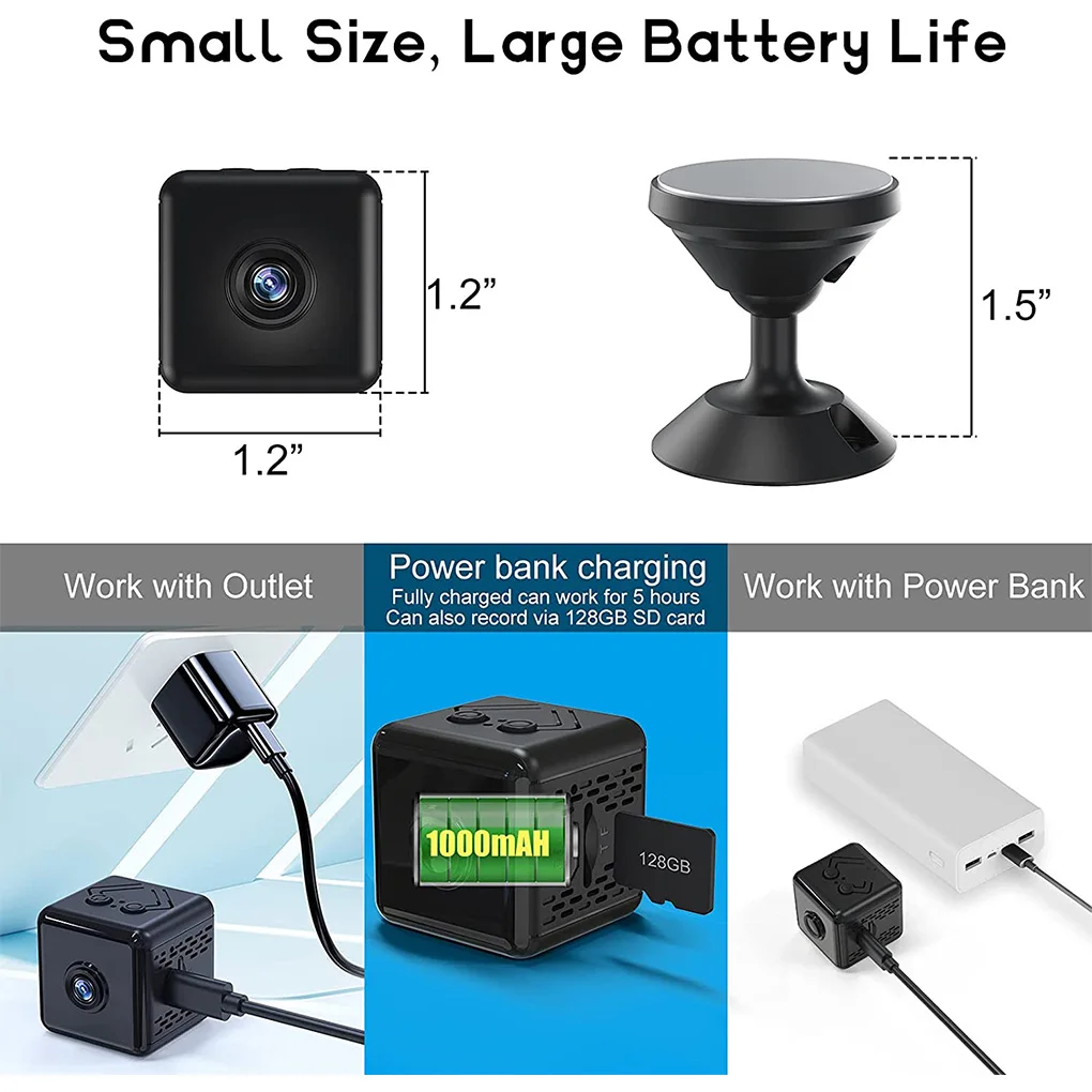 كاميرا X6D Mini IP HD 1080P كاميرا مراقبة أمنية رياضية لاسلكية للمنزل الذكي مع بطارية مدمجة للرؤية الليلية #6