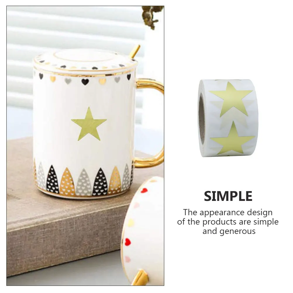 

1 Roll Of Reward Stickers Golden Star Adhesive Label For Five-Pointed Star Sticker Stationery Packing Label Kindergarten