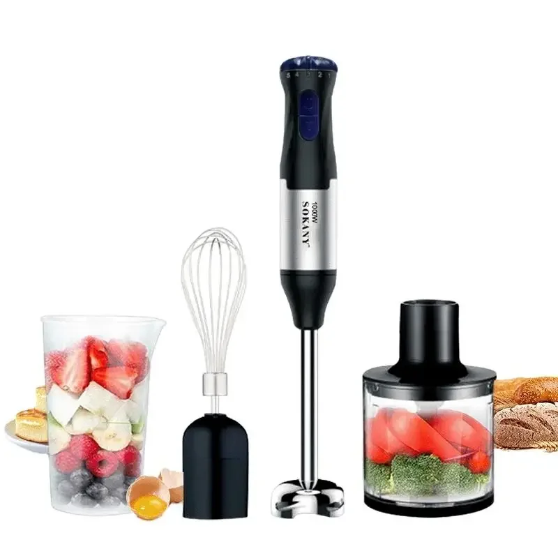 

Immersion Hand Blender, 4-in-1 5 Speed Stainless Steel Handheld Stick Blender,600ml Mixing Beaker and 500ml Food Processor