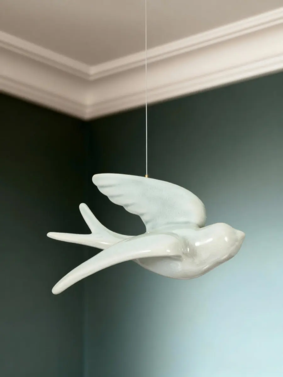Bird Wall Adornment Ceramic Bird Sculpture for Living Room Bedroom Hallway Corridor Wall Decor Stylish Functional Art Piece