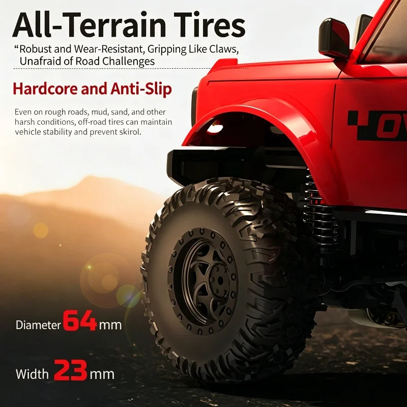 1:20 RC Crawler, ENOZE 4WD Off-Road Truck, Full Proportional Control with LED Light, 5-10km/h Speed, 2.4G Hobby RC Car for Begin