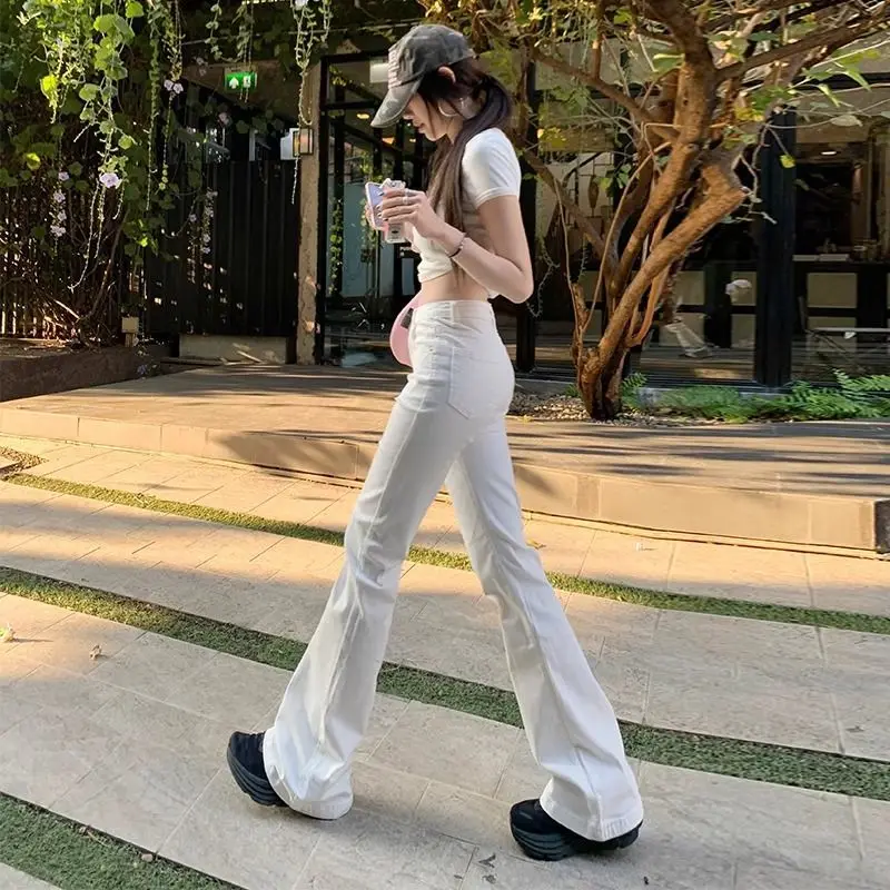 Jean à cloche Y2K pour femmes, vêtements évasés, coupe Bootcut, trompette, allongement des jambes, Silhouette en forme de poire, Denim féminin, mode Chic