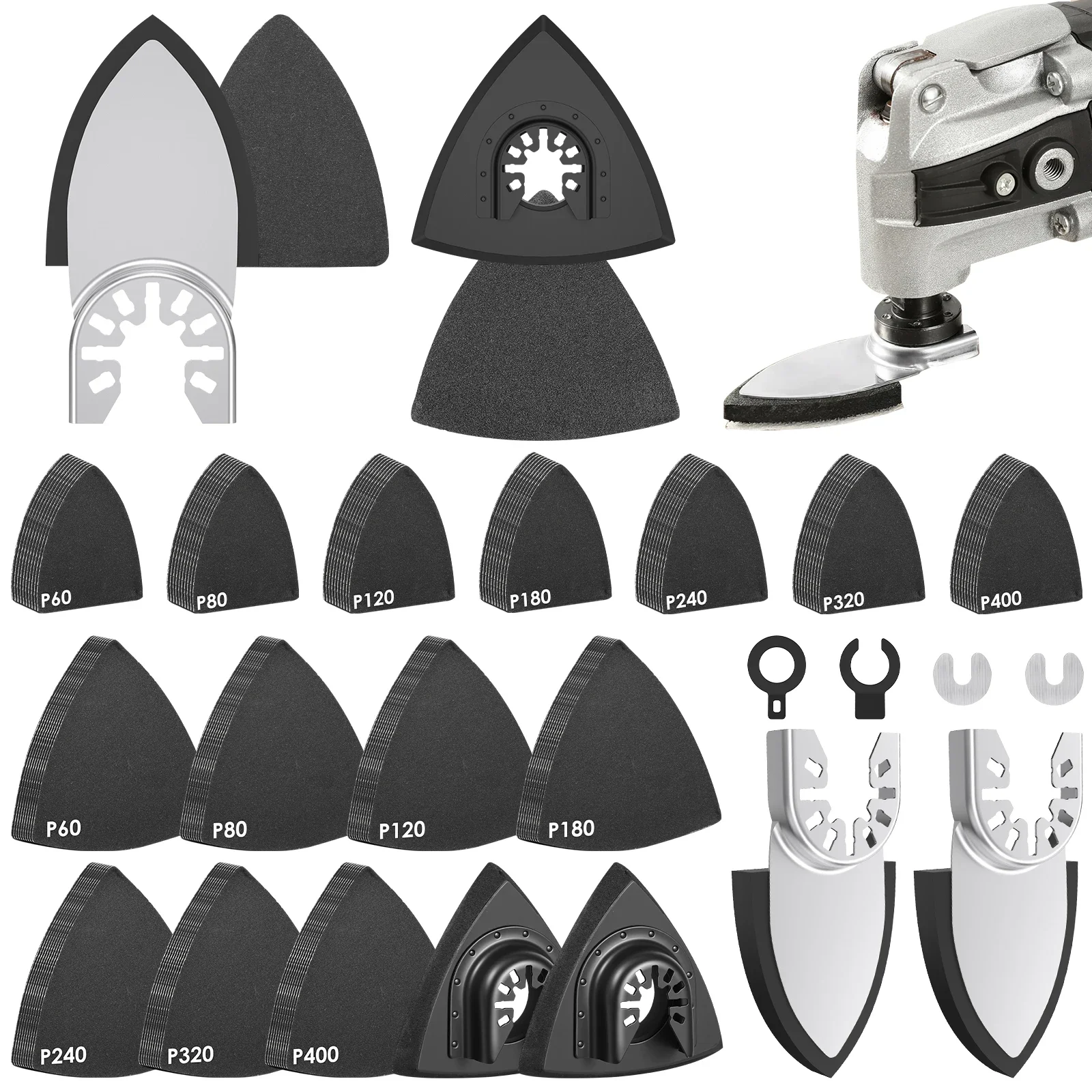148pcs-oscillating-multi-tool-triangular-hook-loop-sandpaper-oscillating-multi-tool-sanding-pad-multi-60-80-120-180-240-320-grit