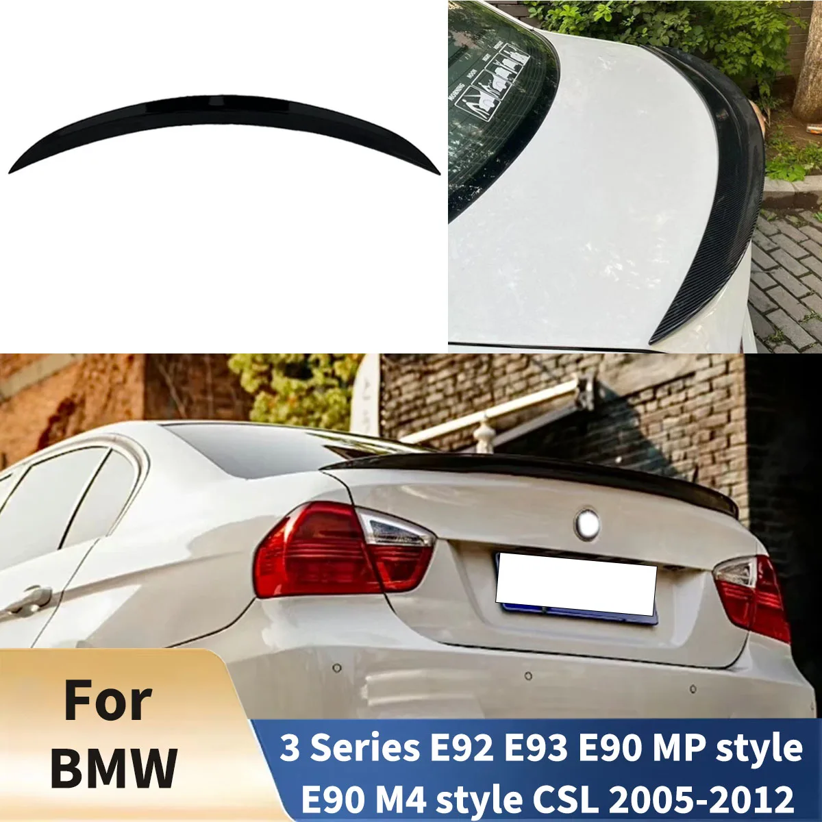 

For BMW 3 Series E92 E93 E90 MP M4 Style CSL 2005-2012 Rear Trunk Spoiler Wing Lip Roof Diffuser Tail Fin Car Accessories Tuning