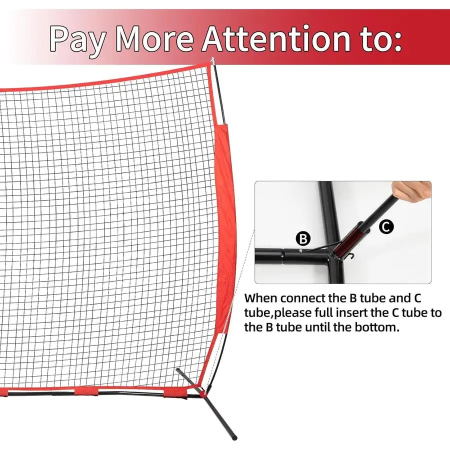 

20x10ft Baseball Net Backstop Net,Fix Ball Stop Net by 4 Spikeamp2 Sandbag,Sports Net Barrier with Handbag,Lacrosse Net Backstop