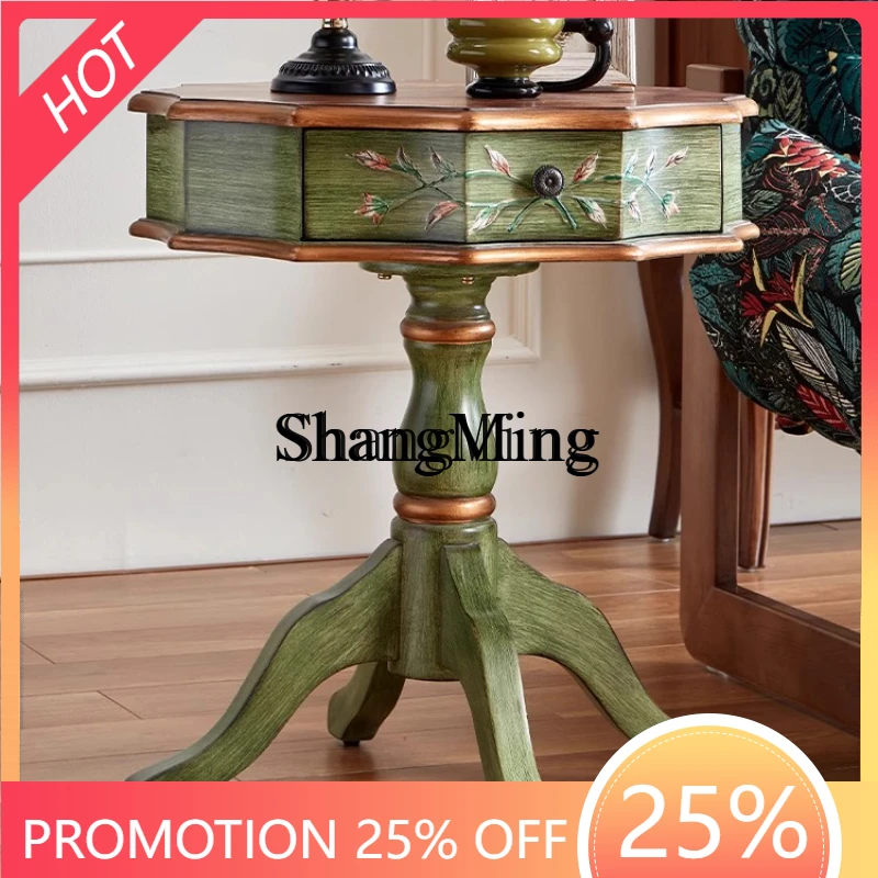 

ZYY home retro lacquered edge living room octagonal edge sofa side cabinet bedroom bedside locker