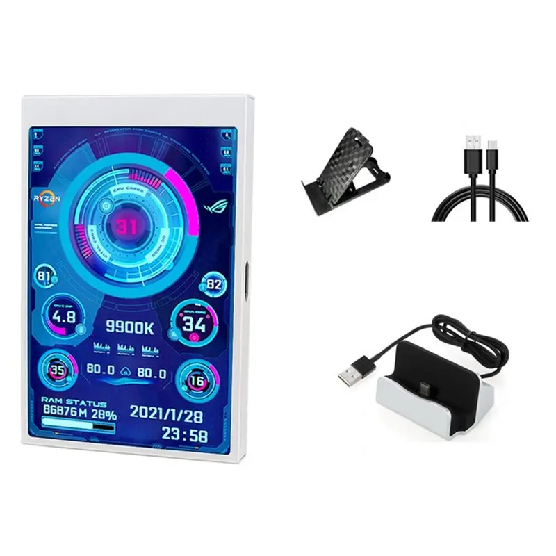 

Mini 3.5 Inch IPS LCD Monitor For Screen Computer CPU GPU RAM HDD Data Display Type-C Interface AIDA64 With Stand-ABIU
