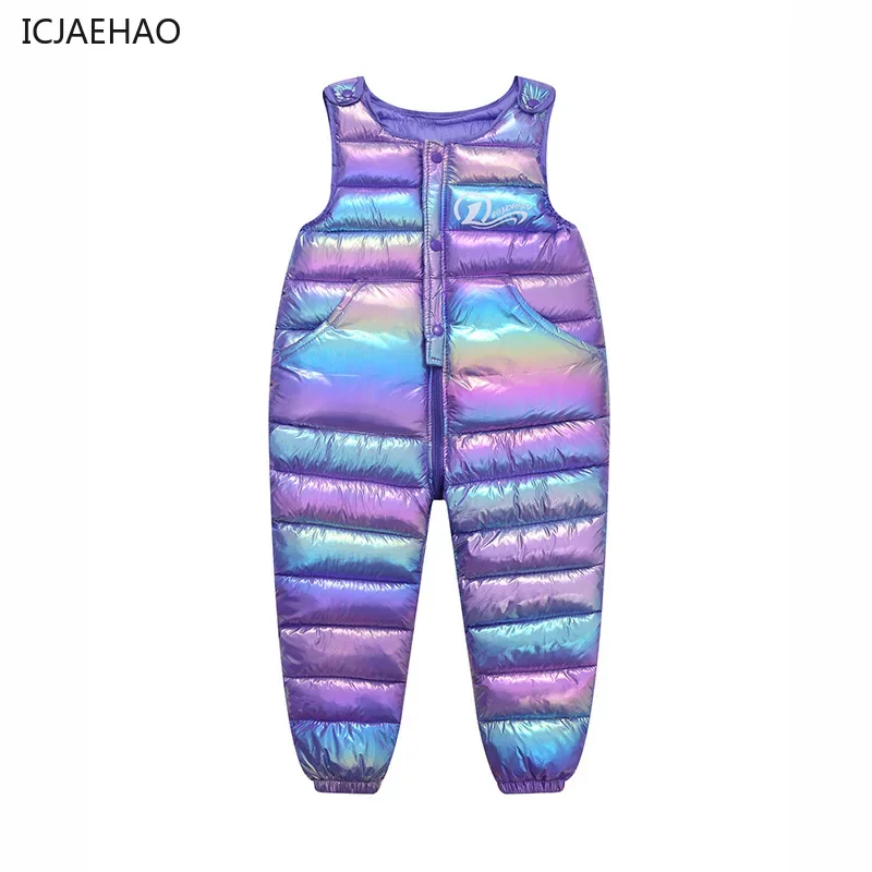 ICJAEHAO 2024 Baby Kids Jumpsuit High Quality Clothing Girls Warm Overalls Boys Girl Thick Pants Children Ski Down Winter Autumn