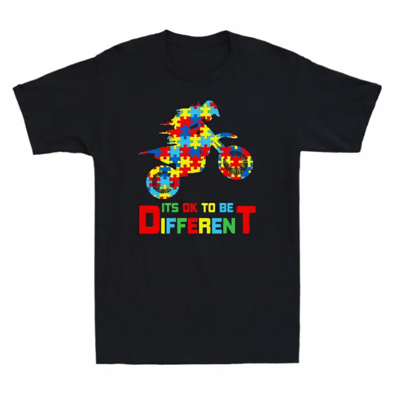 Autism Awareness Motorbike It¡¯s Ok To Be Different Vintage    Anime Graphic T-shirts Unisex 100% cotton