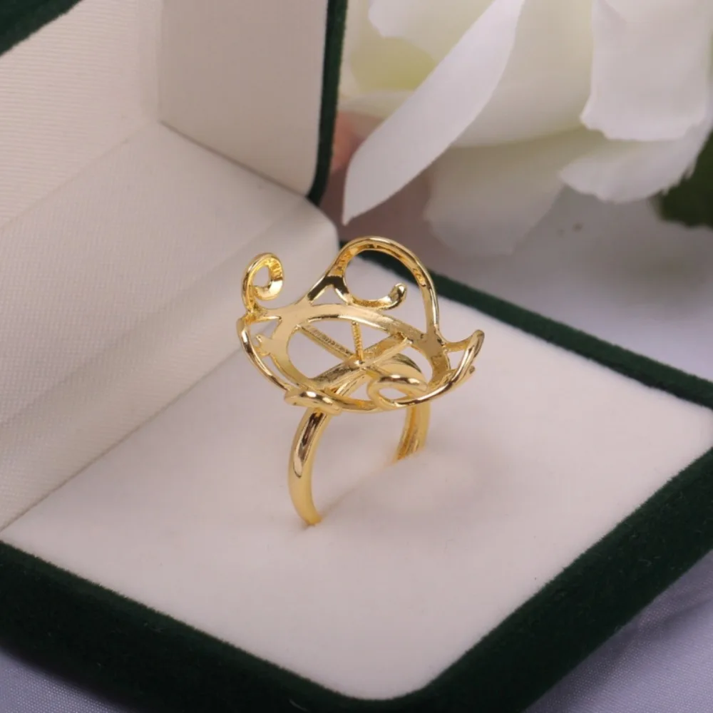 

5pcs Adjustable Gold Plated Pearl Ring Settings Findings & Accessories-for Jewelry Making Bulk Wholesale Craft Supplies