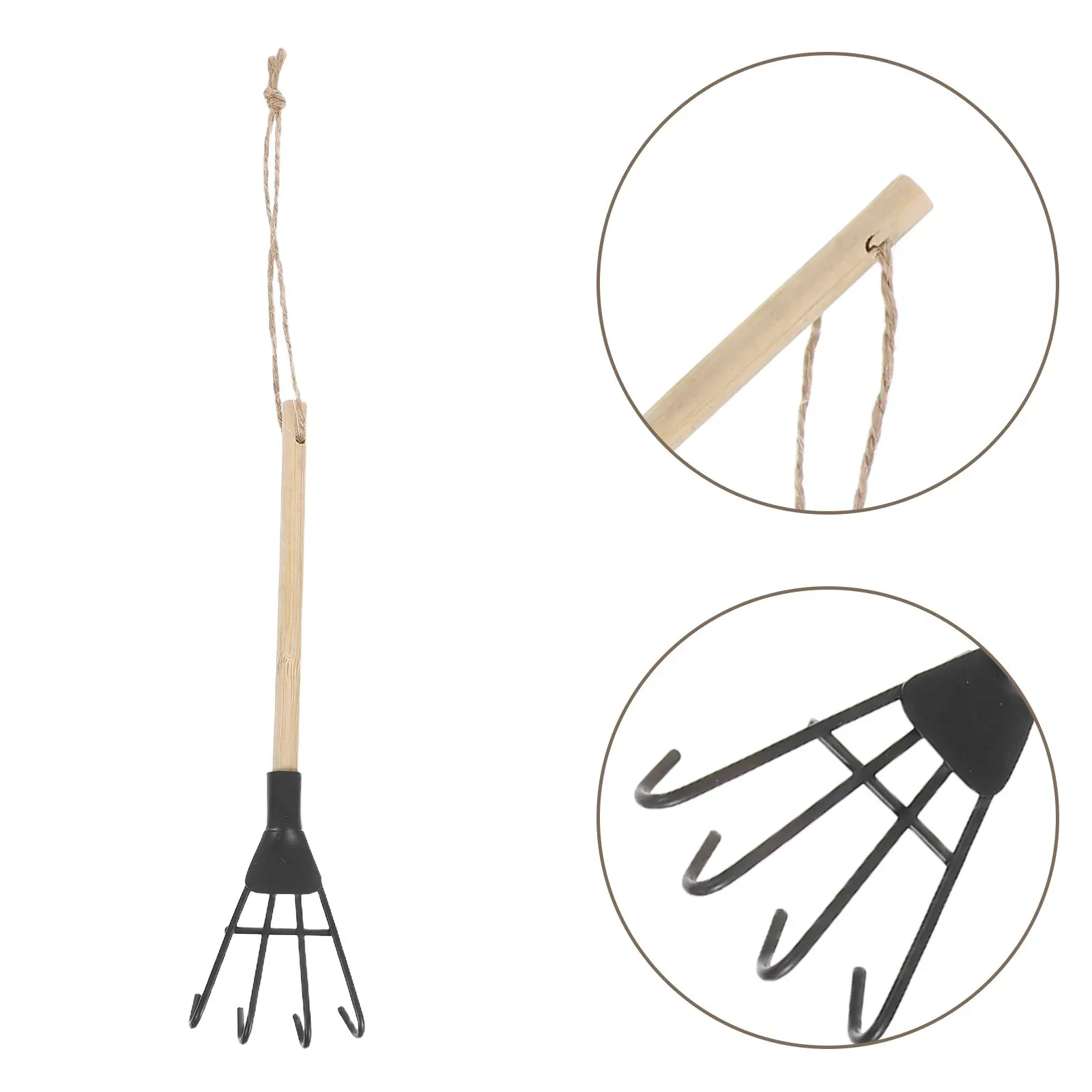 5Pcs Mini Four Tooth Iron Rake Compact Garden Hand Rake for Weeding Soil Aeration Cultivation Small Yard Gardening Tools