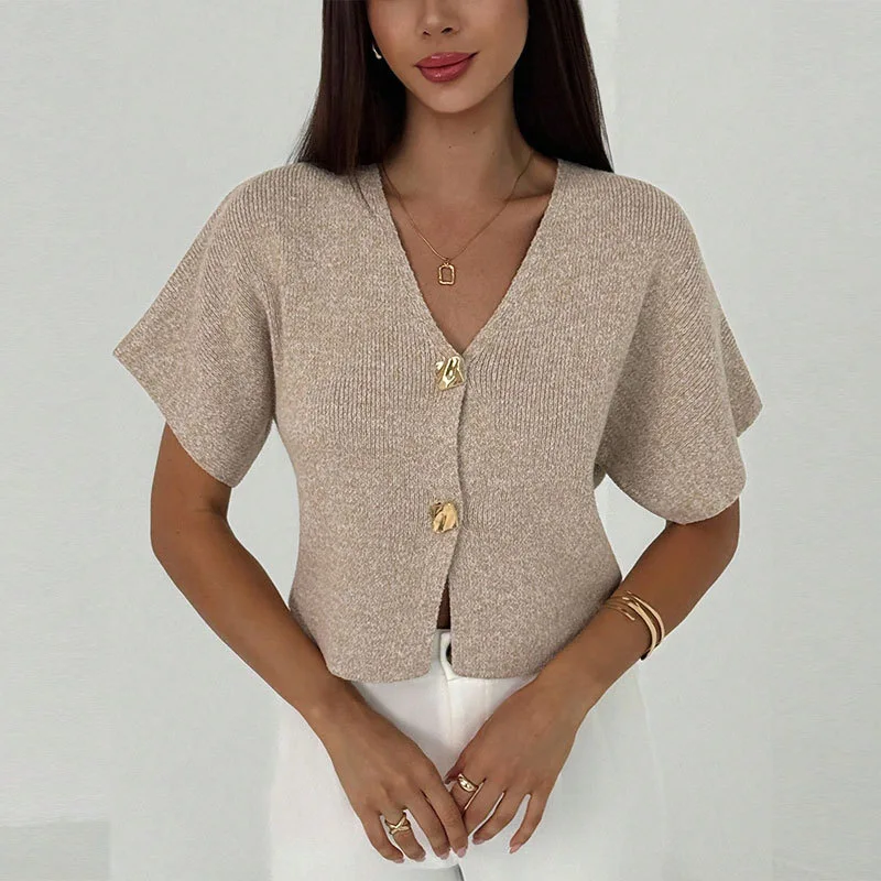 Women Button Front Knit Tops Long Sleeve Lace Patchwork Slim Fit Sweater Fall Fairy Grunge Gothic Y2K Clothes