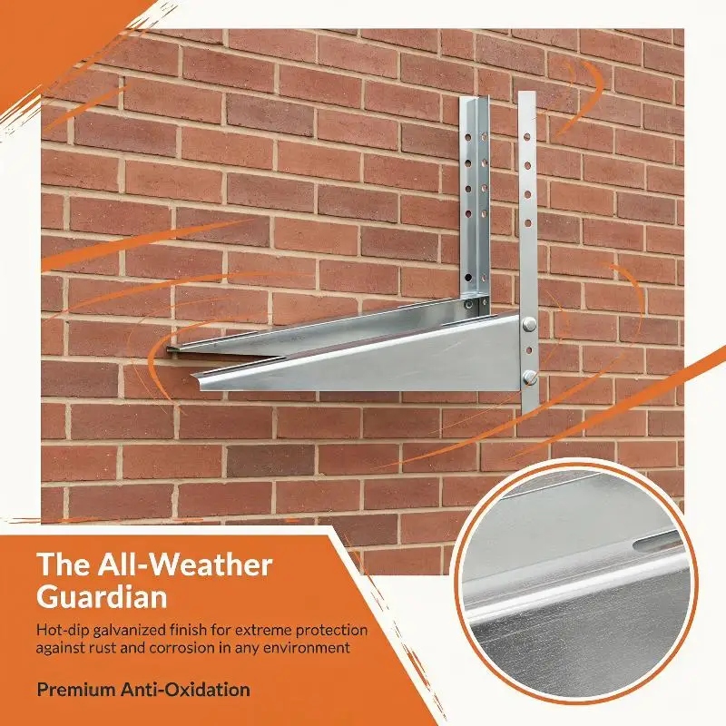 1/Set 1.5P AC Bracket 304 Stainless Steel - Horizontal Mount Rack For External Unit, Side Mounting Air Conditioner Bracket