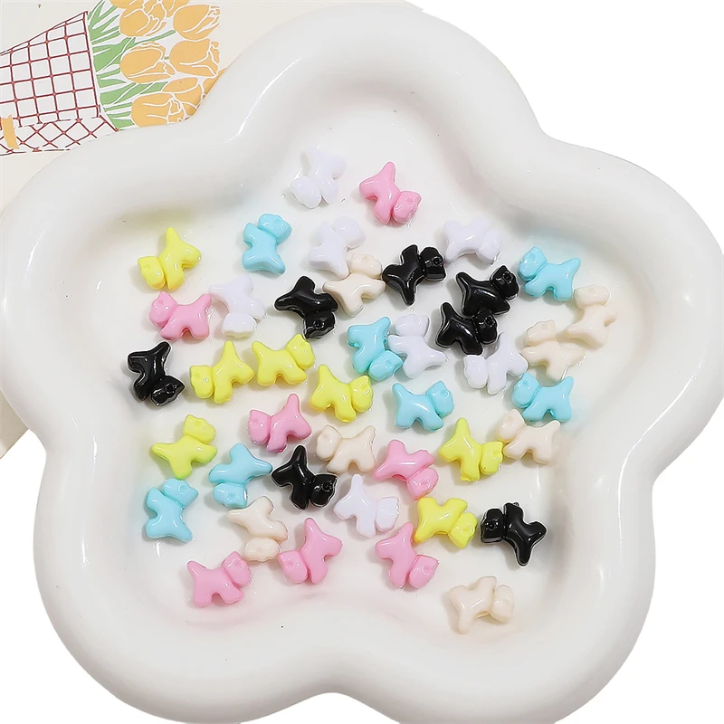 50pcs 12x10mm Animal Cute Dog Beads Acrylic Loose Beads DIY 2.5mm Hole for Keychain Bracelet Jewelry Making Accessories