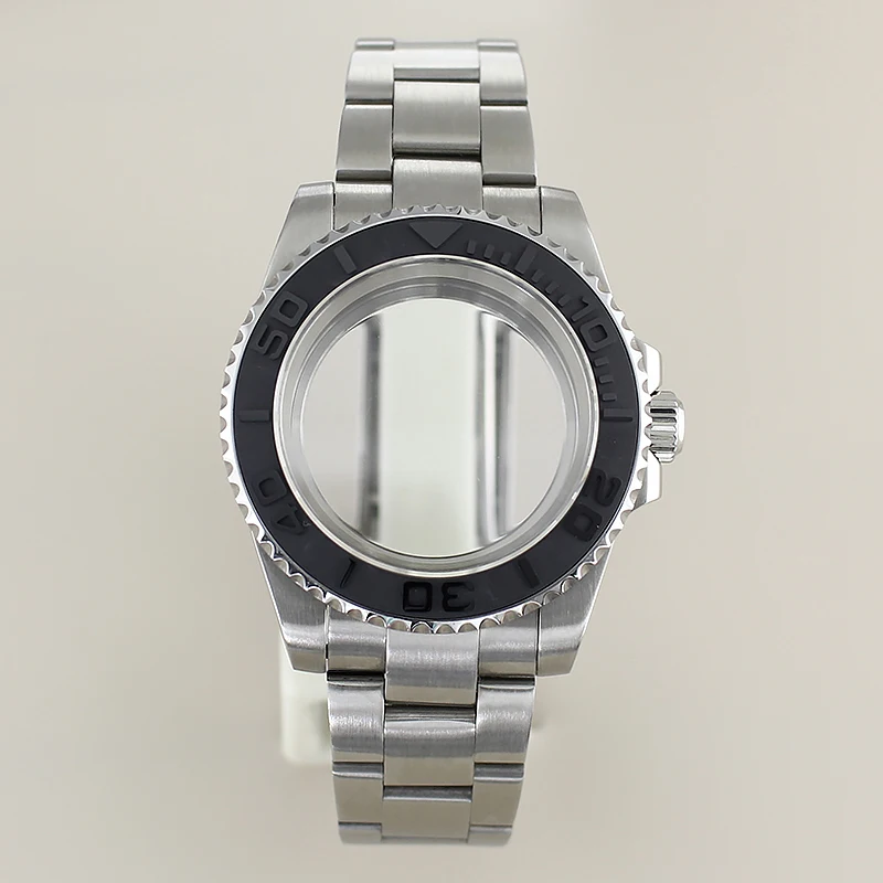 40 مللي متر ل NH35 NH36 8215 Eta2824 PT5000 حركة NH35A ساعة غوص فضي YACHT حافظة الياقوت الزجاج المحار حزام السيراميك الحافة