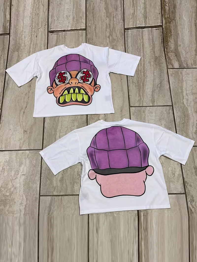 Street-style Hip-hop Graphic T-shirt Featuring An American-style Cartoon Avatar Print Unisex Short-sleeved Retro Y2K Casual Tops