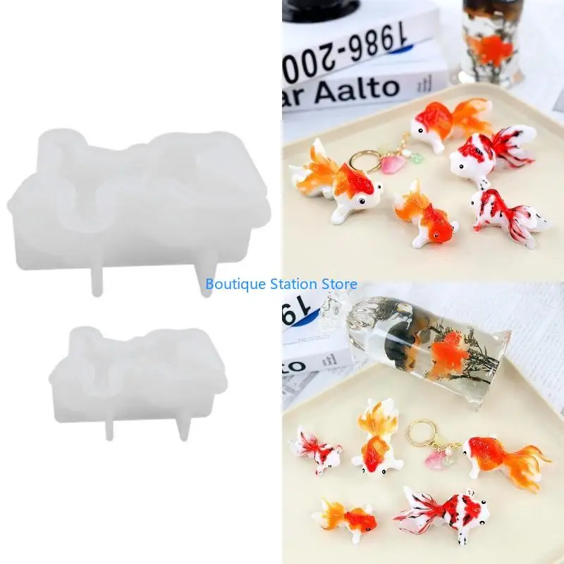 

Y55F 2x/набор формы для ключей из смолы, форма золотой рыбки, эпоксидная силиконовая форма для рукоделия