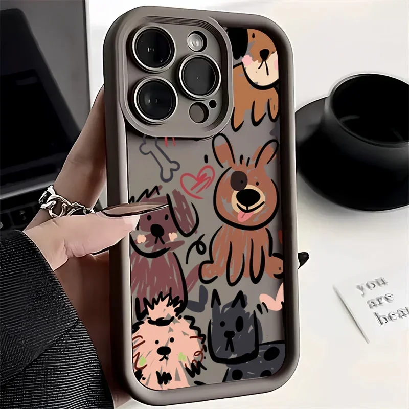 Funny Cats Graffiti Dog Case For iPhone 11 Case iPhone 15 16 Pro Max Cases iPhone 14 13 12 Pro Max XR X XS 7 8 Plus SE 2 Cover