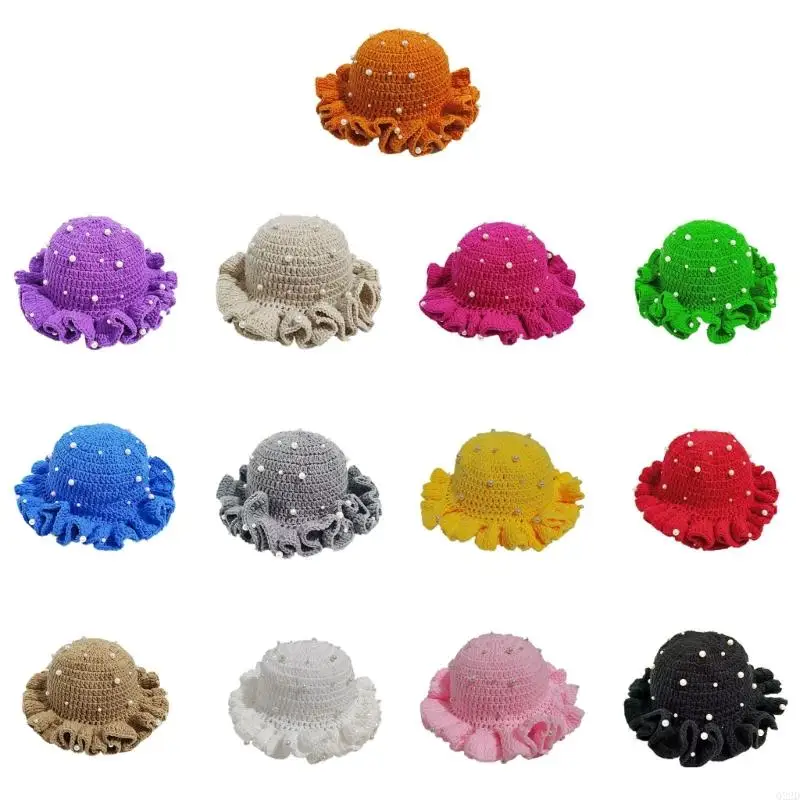 

Q22D Вязаная крючком Складная вязаная шапка с широкими полями Легкая вязаная крючком уличная панама