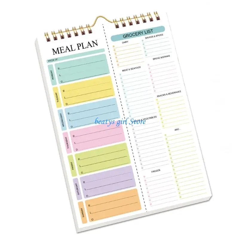 Image 5: Bloc-notes planification repas vertical C7AB, planificateur repas avec sections liste courses cuisine