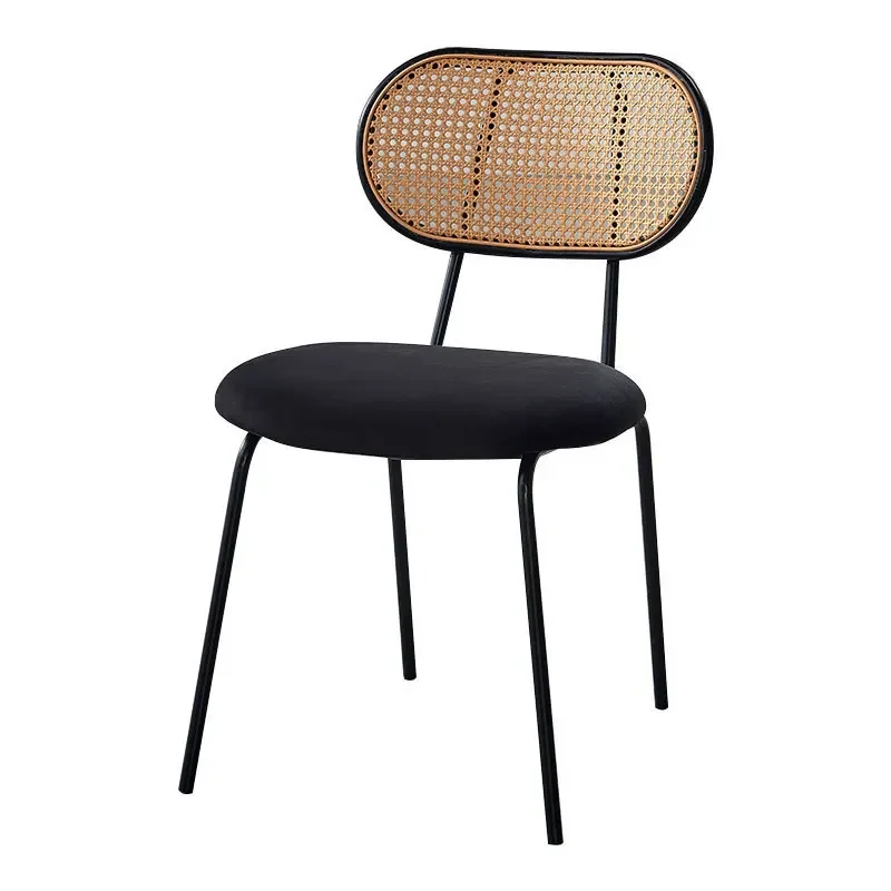 

OK Rattan dining chair Nordic home simple chair dining room study designer table chair iron soft bag