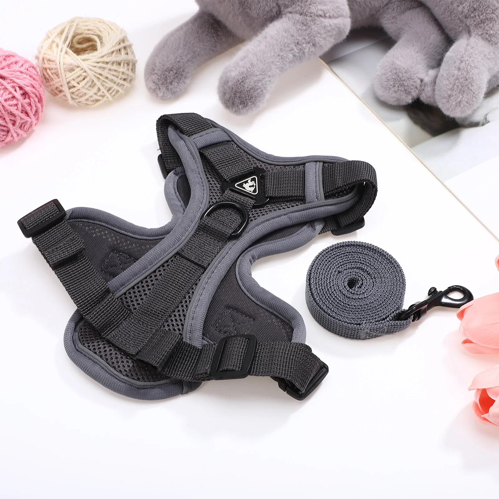 

Dog Harness and Leash Set Comfortable Vest Design Adjustable Straps for Safe Walking Small Pets Size L Small Dog Harness