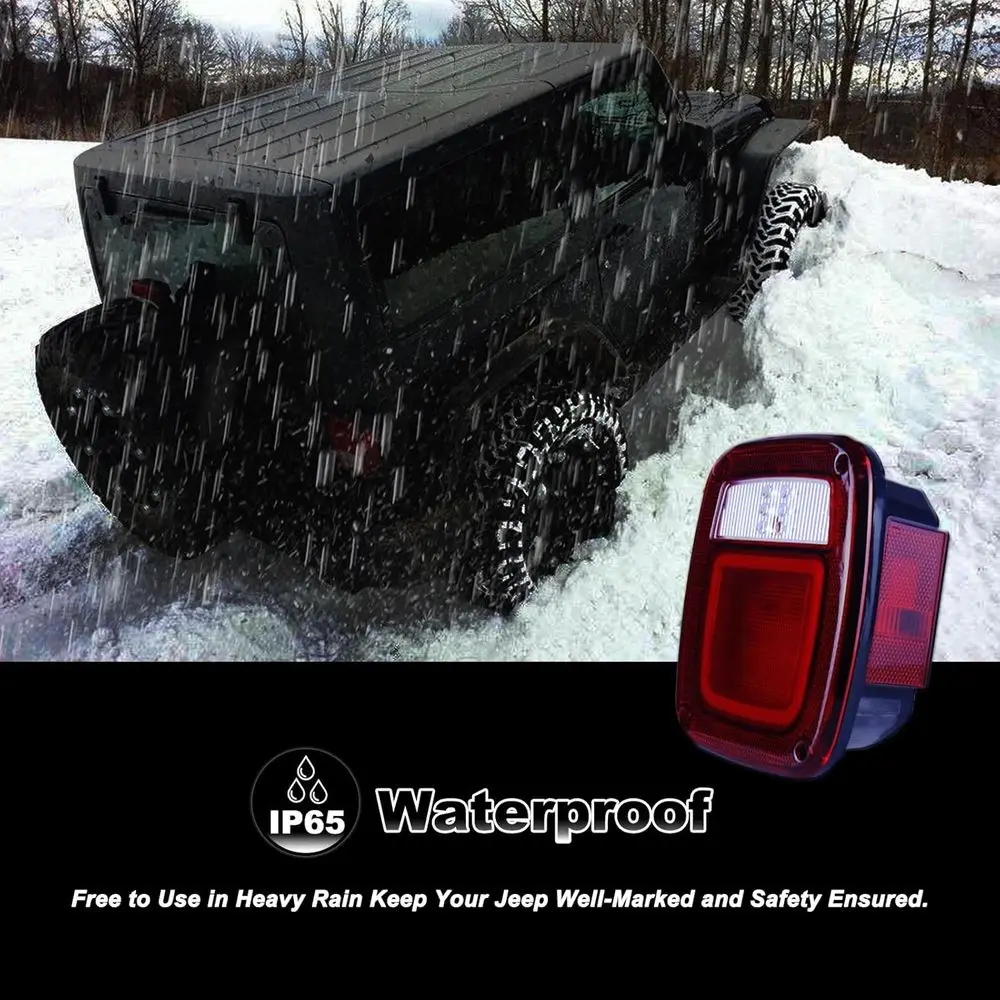 1979–2006 Jeep Wrangler TJ quadratische LED-Rücklichter mit Markierung, Stopp, Blinker, Bremslichtern, rot, 2er-Pack